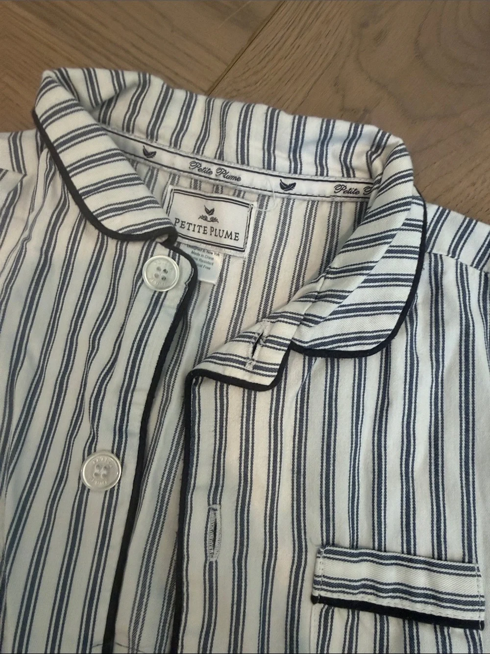 Striped Blue and White Kids Pajama Set by Petite Plume
